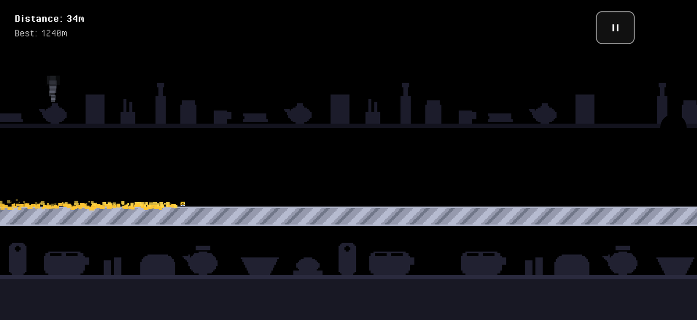 Infinity mode showing the current distance and best distance